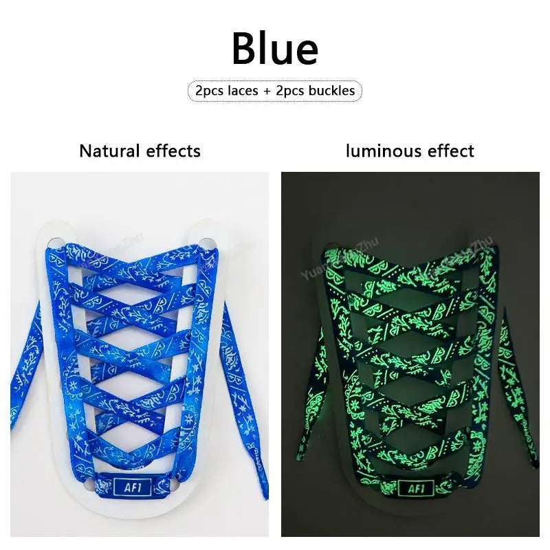 Shoelaces + AF1 Tag Blue Glow in the Dark Bandana 1 Pair 140cm