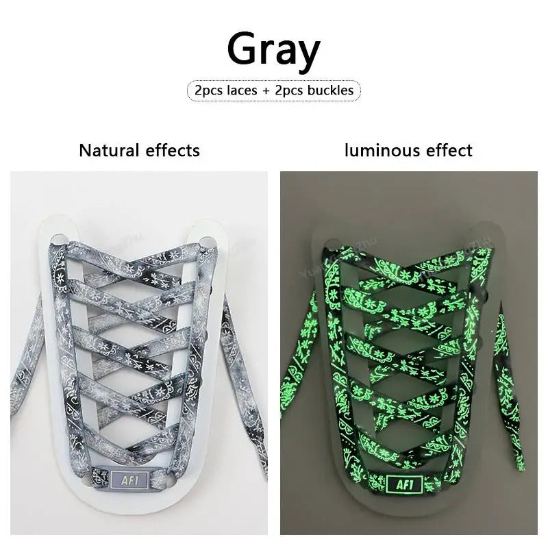 Shoelaces + AF1 Tag Grey Glow in the Dark Bandana 1 Pair 140cm