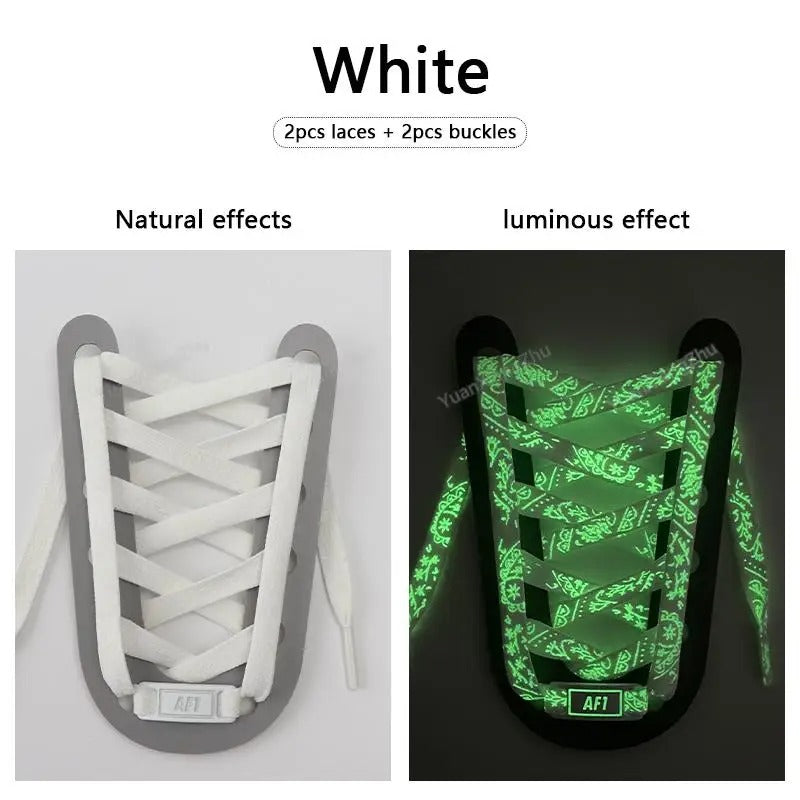 Shoelaces + AF1 Tag White Glow in the Dark Bandana 1 Pair 140cm