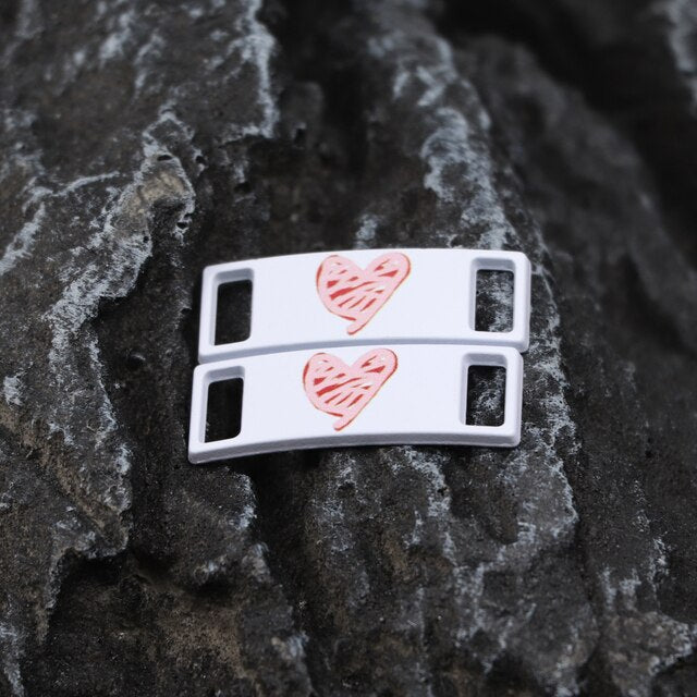 Shoe buckle heart white metal 2 pieces