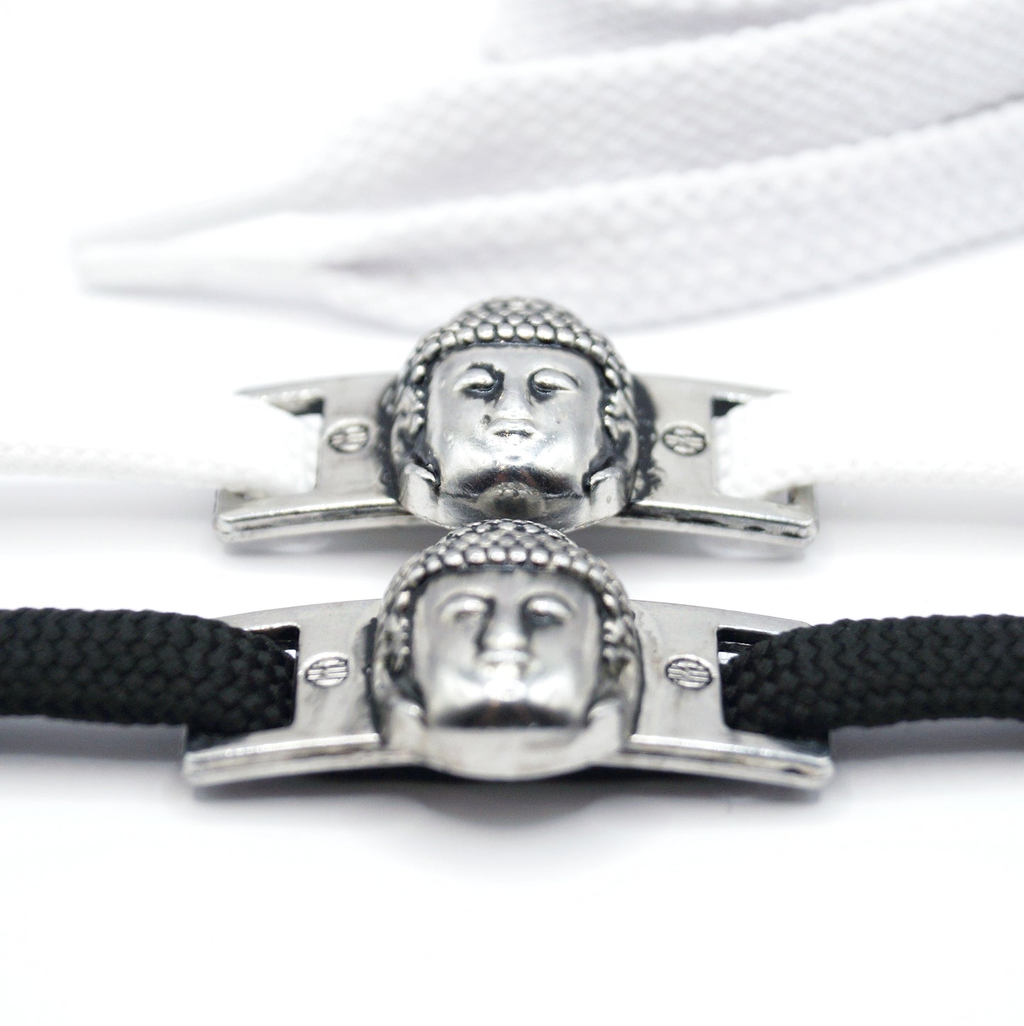 Shoe buckle Buddha silver metal 2 pieces