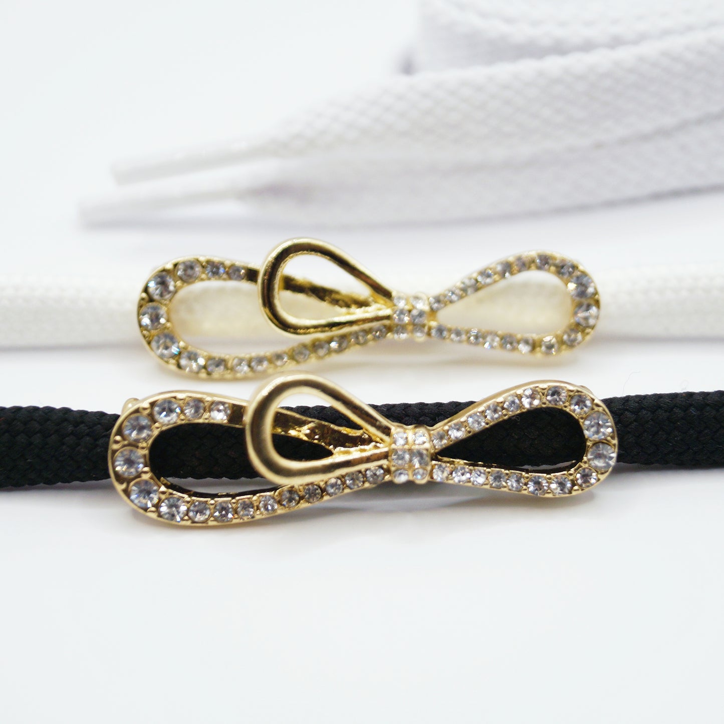 Shoe buckle loop diamond gold metal 2 pieces