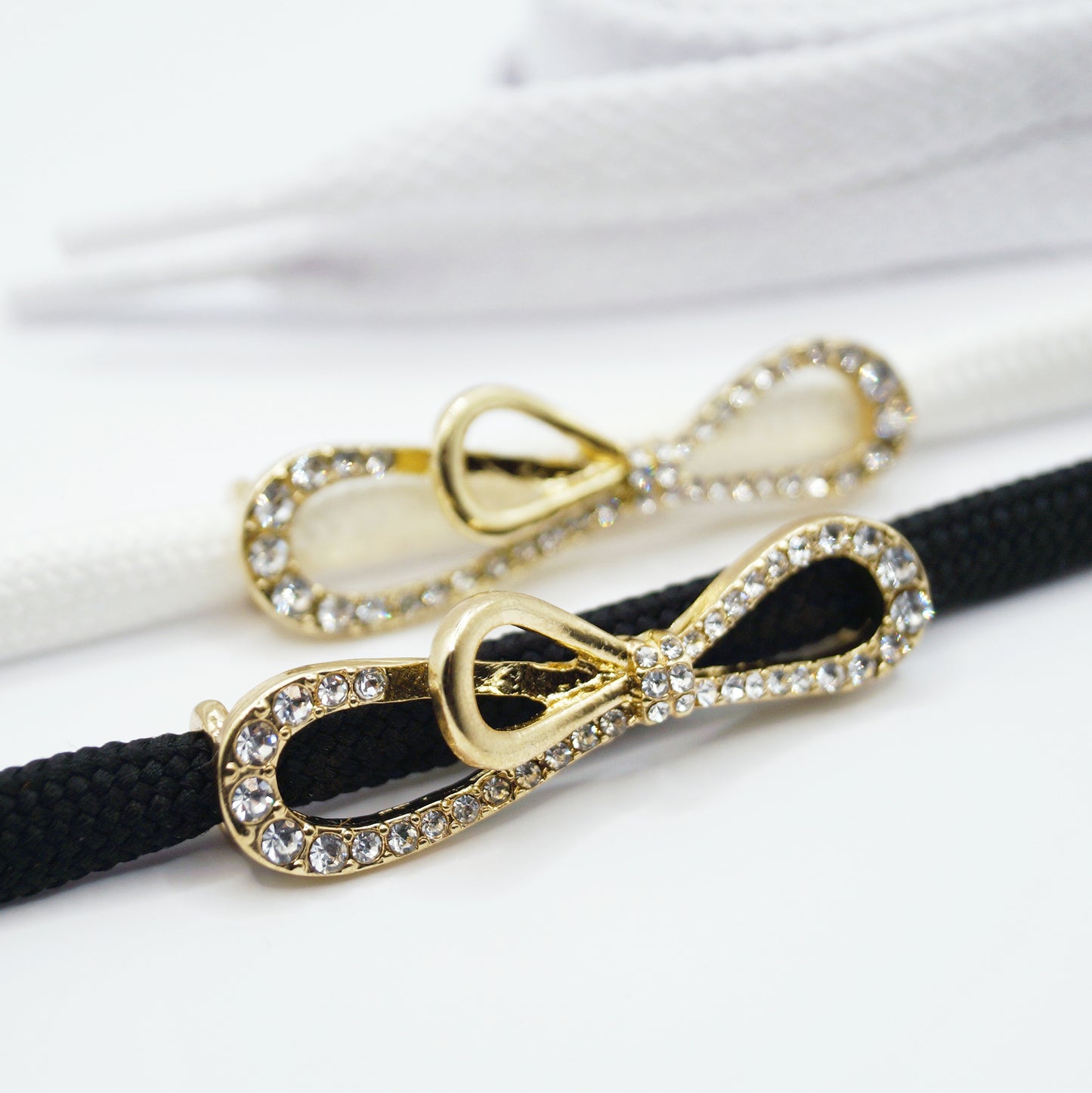 Shoe buckle loop diamond gold metal 2 pieces