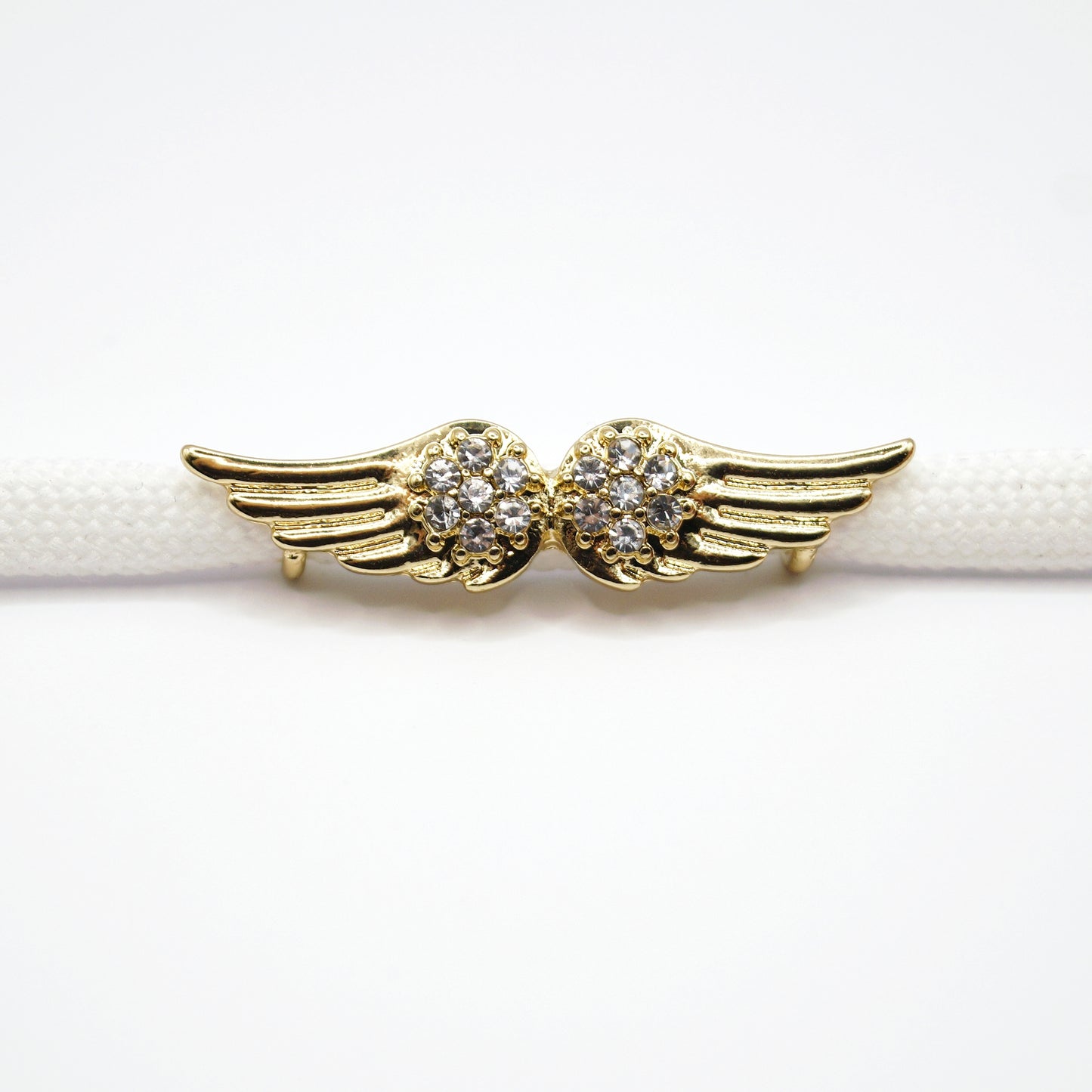 Shoe buckle wings diamonds gold metal 2pcs.