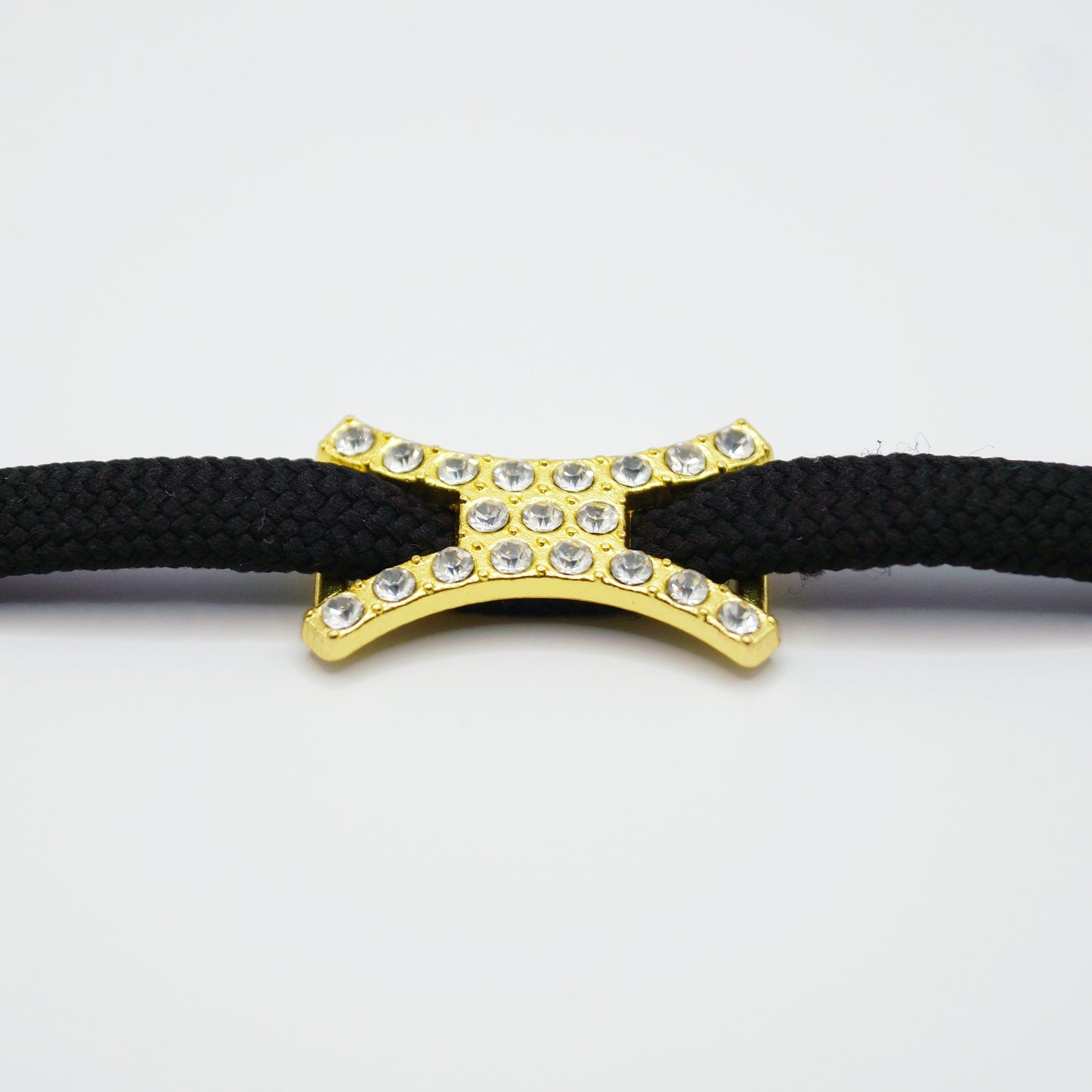 Shoe buckle white diamonds gold metal 2pcs.