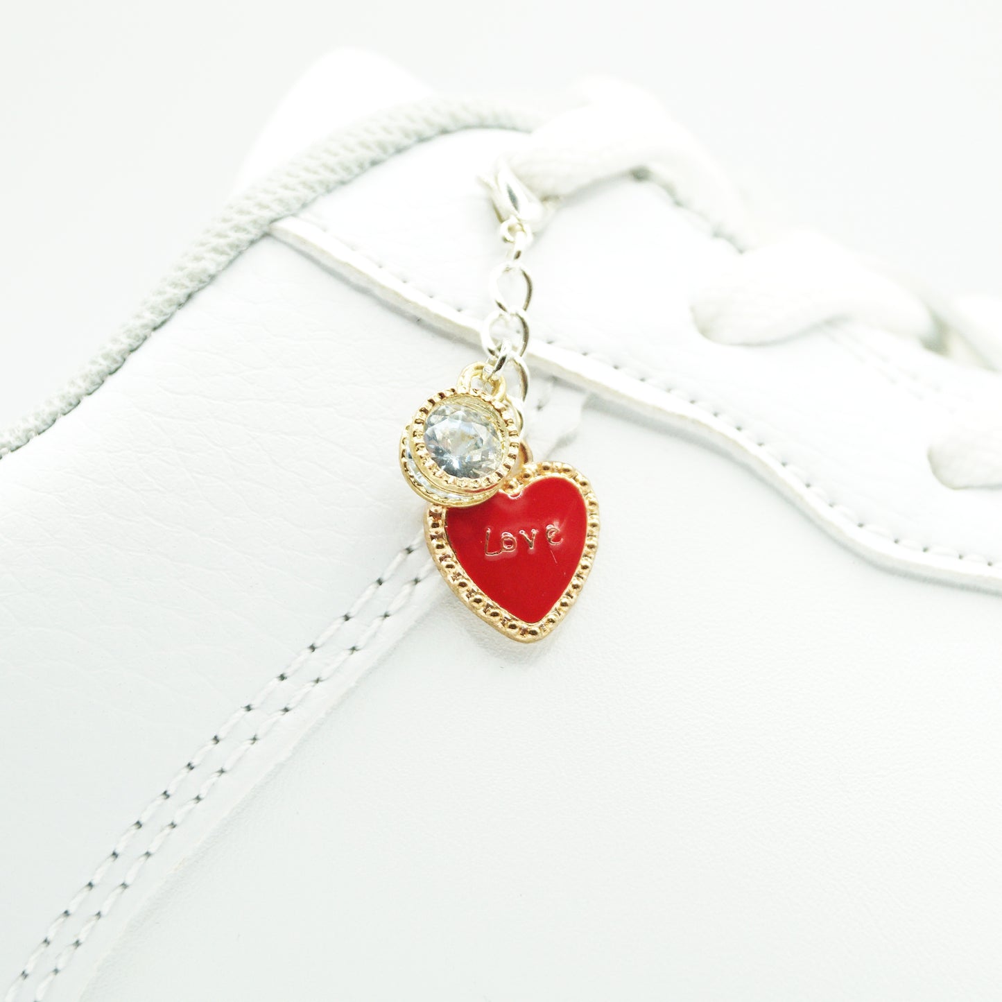 Shoe pendant heart "Love" &amp; diamond metal 1 piece.